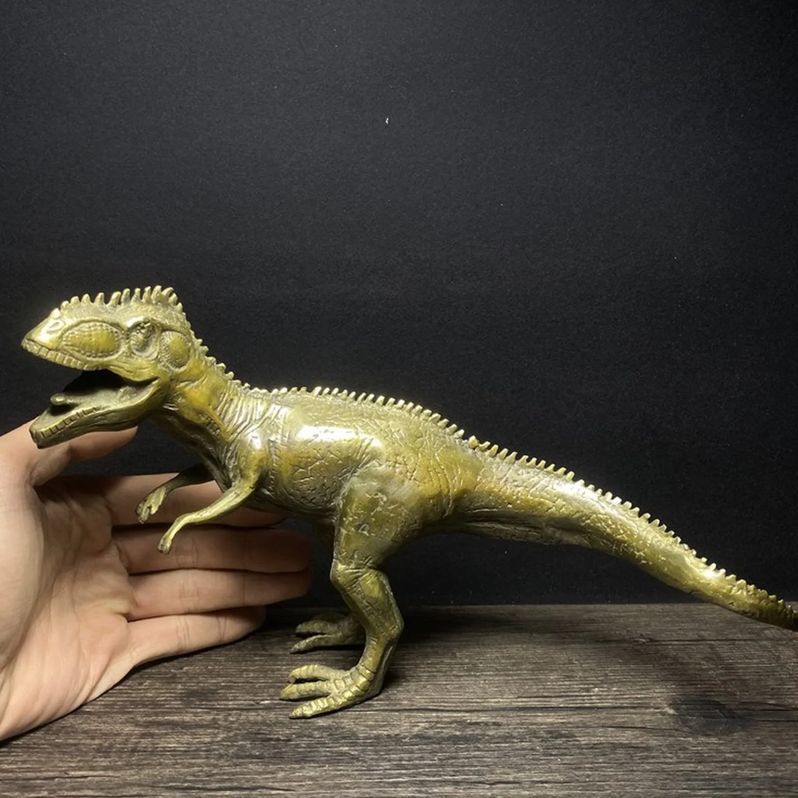 Figurka Tyranozaura Rexa z litej miedzi, mosiężny model dinozaura statuetka dom nauka biurko bar chłodziarka do wina stolik kawowy ozdoba samochodu