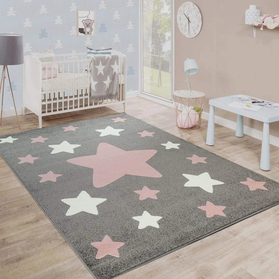 Paco Home Dywan Dzieciêcy Modny Dla Dzieci W Pastelowych Kolorach Z Motywami Gwiazd, Rozmiar:80x150 cm, Kolor: Szary