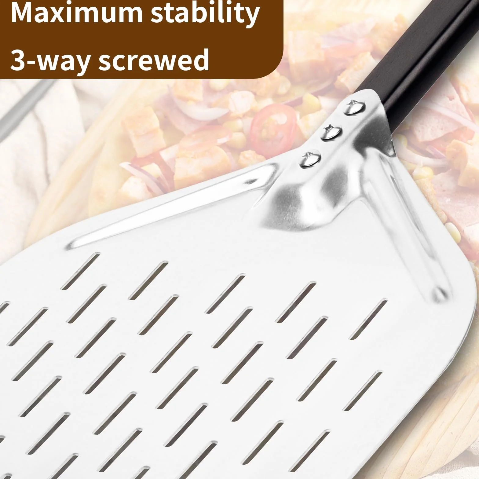 Łopatka do pizzy 40 * 30 cm 12 cali z dużą powierzchnią i odpinanym uchwytem Łopatka do pizzy (ciemny czarny)