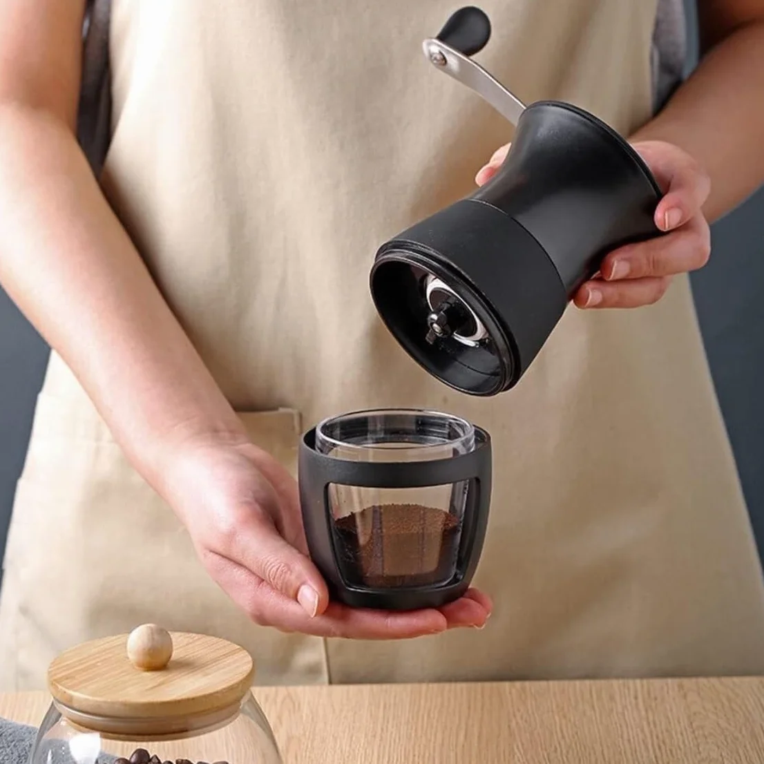French Press Ręczny Młynek Do Kawy Z Ceramicznymi Żarnami Regulowana Szorstkość Domu I Podróży Dzbanek Kawy