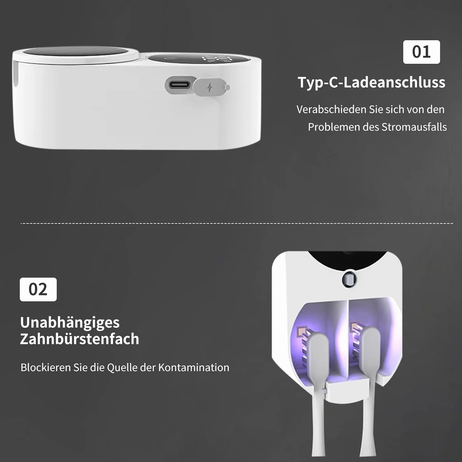 Środek do dezynfekcji szczoteczek UV, elektryczny organizer na szczoteczki do zębów, sterylizator do łazienki, uchwyt na szczoteczki do zębów do montażu na ścianie, w podróży i do użytku rodzinnego