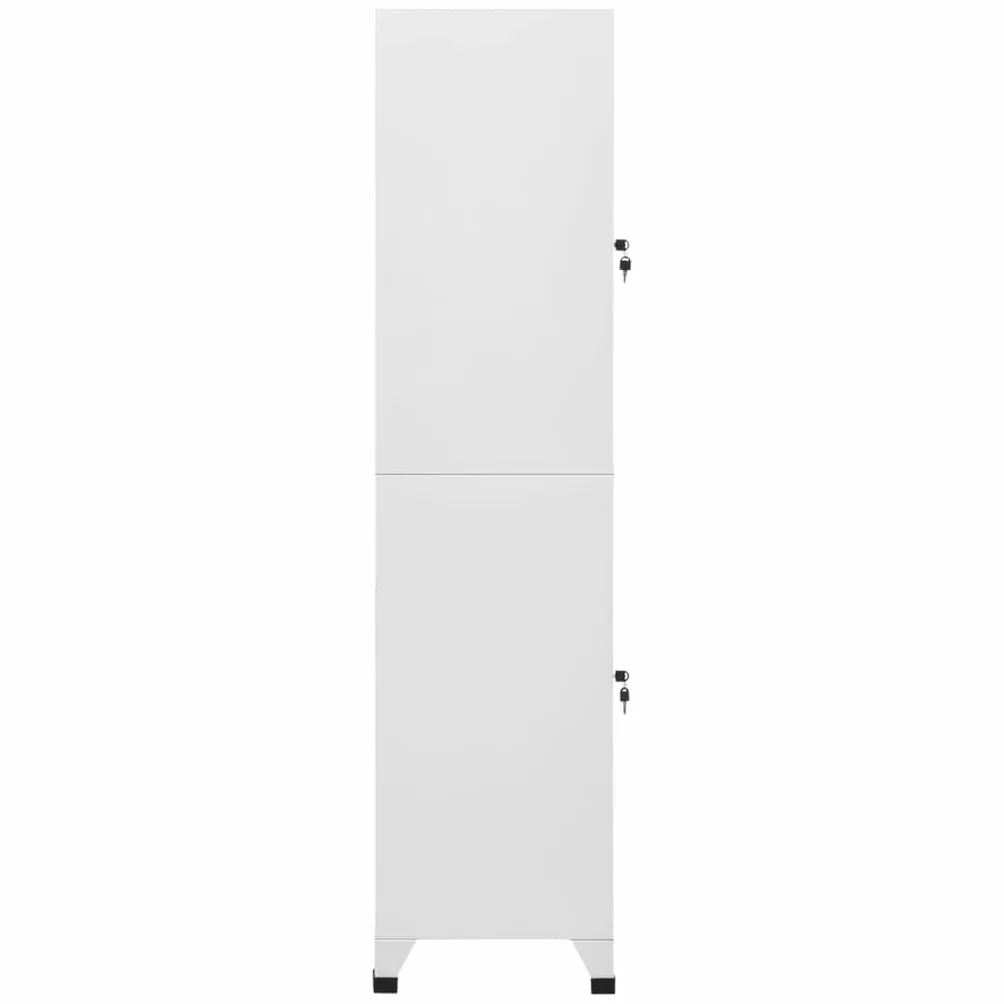 Szafka z 2 półkami, zamykana, wykonana ze stali, 38 x 45 x 180 cm, szara, z drążkiem na ubrania i ramą na nazwisko, idealna do biura, przebieralni, szkoły, solidne przechowywanie i miejsce