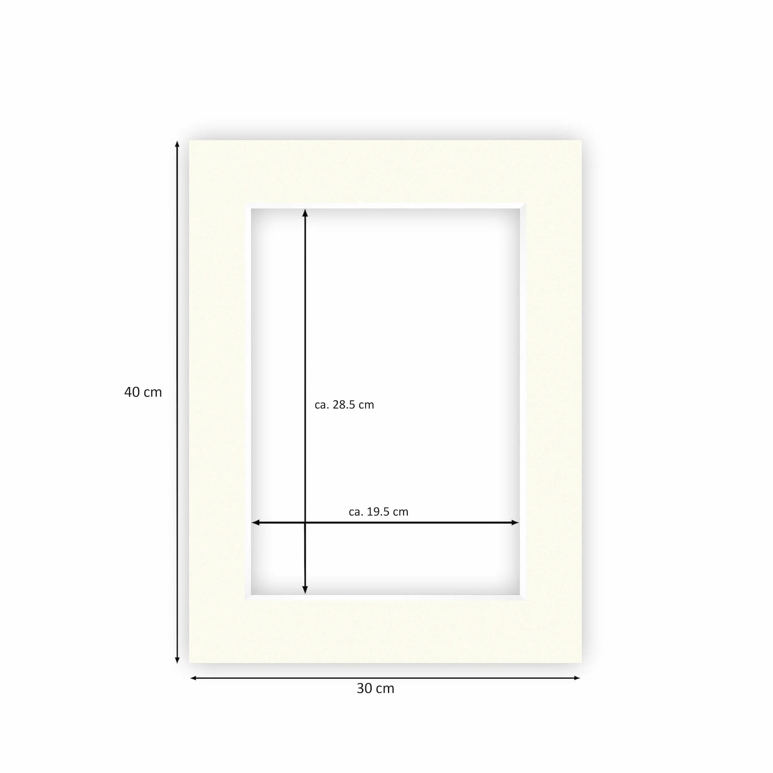 nielsen Conservation Passepartout karton 1,5 mm,zestaw 5 sztuk,rozmiar zewnętrzny 30x40 cm dla rozmiaru obrazu 20,5x29,5 cm,kość słoniowa biała gładka