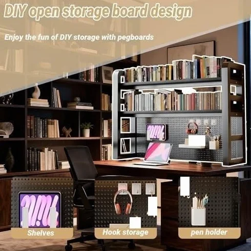 Diy Dwuwarstwowy organizer na biurko na komputer stacjonarny - Rozwiązanie | do przechowywania w biurze i w akademiku - Stylowa szafka biurko książki i niezbędne artykuły(C Double Layer,55cm)