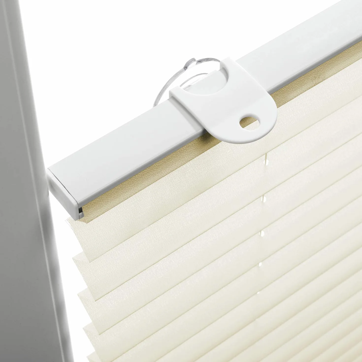 GARDINIA Solo Roleta plisowana, Z przyssawkami, W zestawie wszystkie elementy montażowe, 2 aluminiowe szyny, Kremowa, 60 x 130 cm (szer. x wys.)