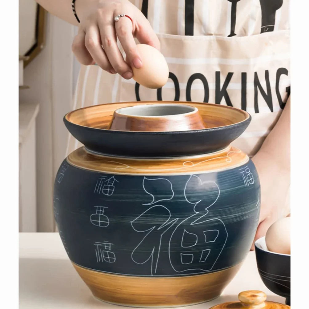 Słoik na ogórki tradycyjny chiński ceramiczny garnek do fermentacji słoik do kiszenia z uszczelką wodną i pokrywką z rurką powietrzną, duży pogrubiony ceramiczny słoik do kiszenia kimchi garnek