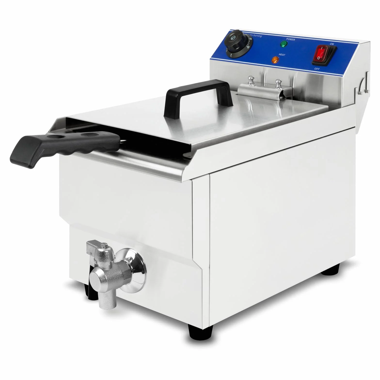 VERTES Frytkownica 10L, 3000 W, temperatura regulowana do 250°C, zasilanie elektryczne 230V, pojemność oleju 8,5 litrów, zasada zimnej strefy, kosz do smażenia, funkcja resetowania, stal nierdzewna