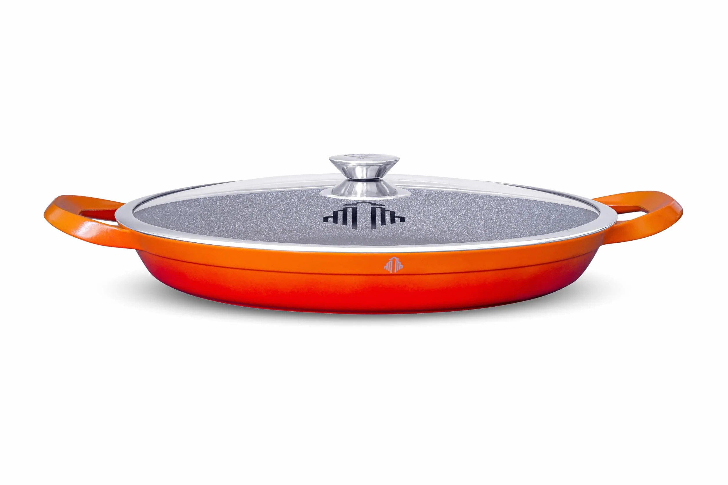 Patelnia do Paelli 36cm z pokrywką, nieprzywierająca, stal nierdzewna, do pieczenia (Orange)