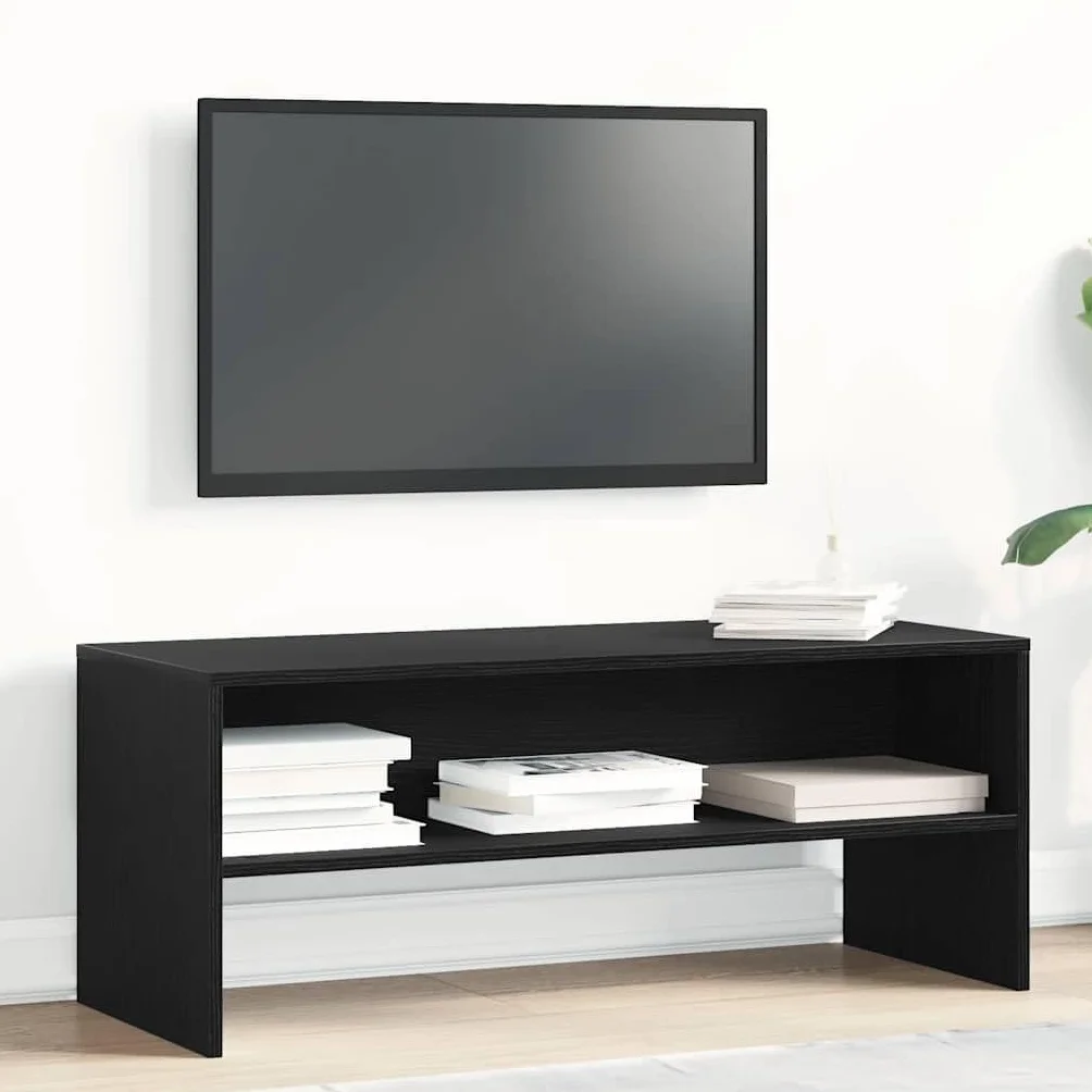 vidaXL Szafka RTV Czarny Dąb 100x40x40 cm Drewno klejone