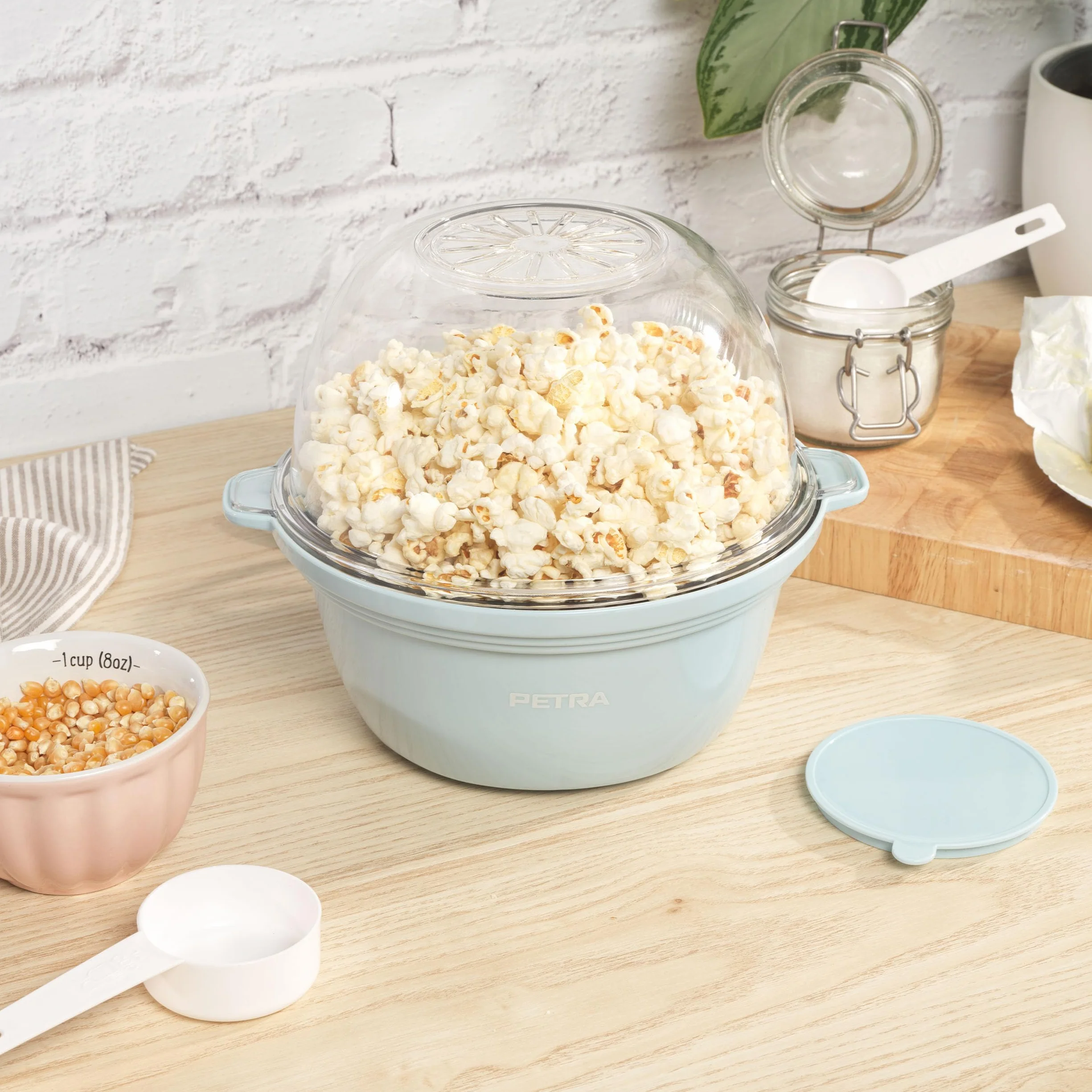 Petra PT6224BLVDE Mini Maszyna do Popcornu – Elektryczna Domowa Goraca Powietrzna Maszyna do Popcornu, Funkcja Mieszania dla Zdrowych Przekasek Bez Oleju/Tluszczu,