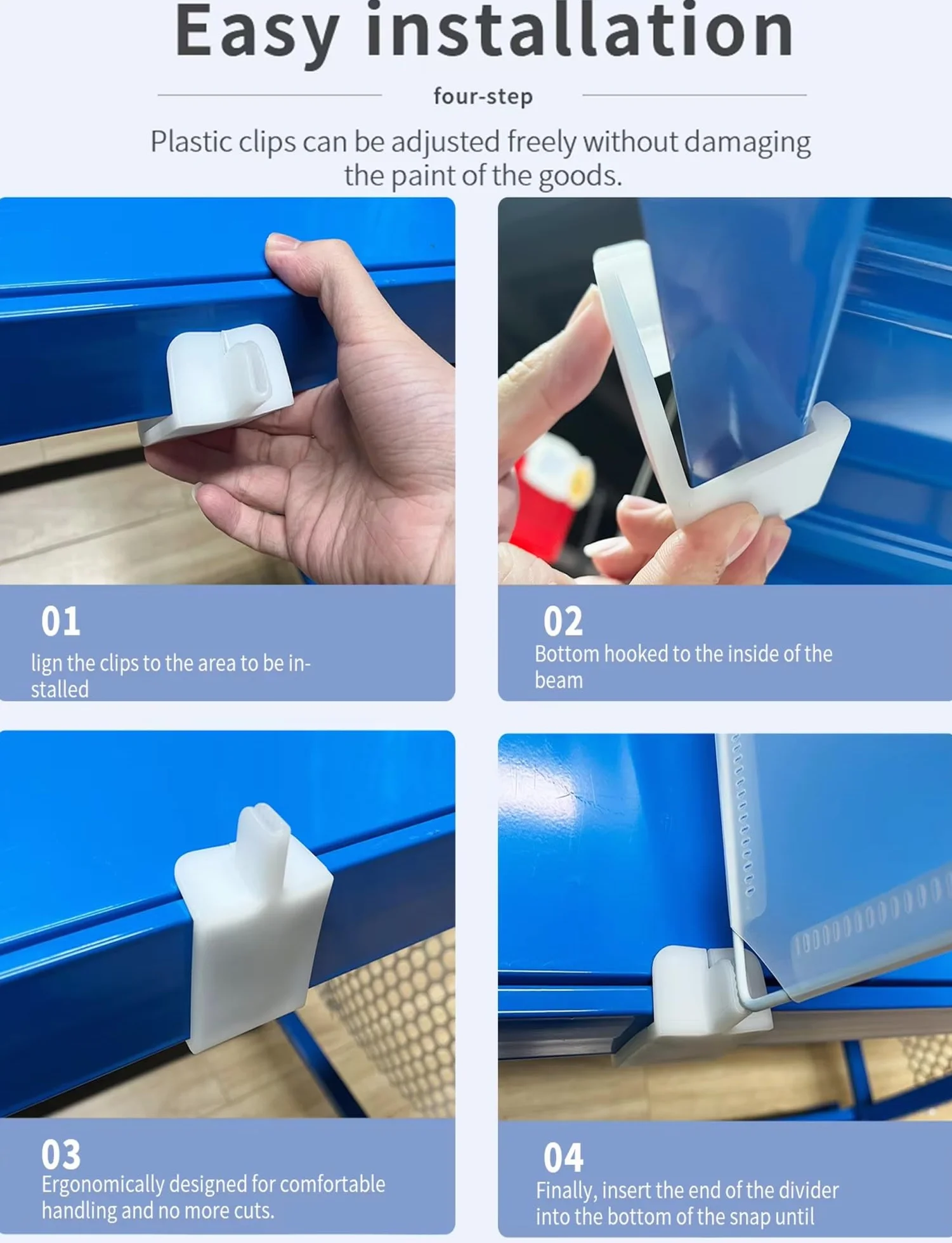 Regulowane plastikowe przegródki na półki, 4-pak do organizacji i przechowywania szafy, idealne na ubrania, książki, artykuły biurowe, wysokość 50 x 25 cm, rozmiar 50 x 25 cm