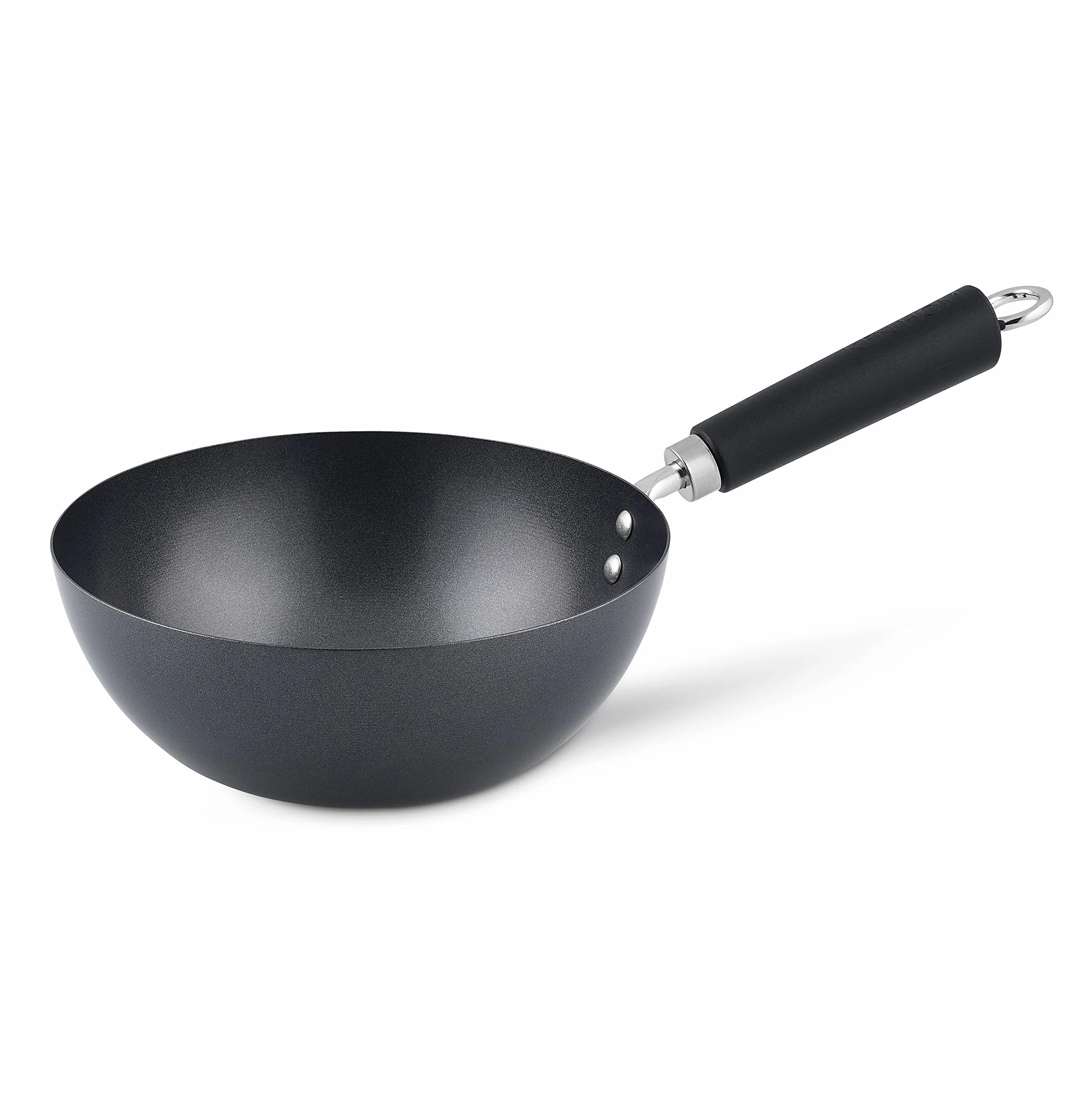 Ken Hom 20 cm mini patelnia wok ze stali węglowej z powłoką zapobiegającą przywieraniu, Excellence, odporna na wysokie temperatury, nadaje się do mycia w zmywarce, 5 lat