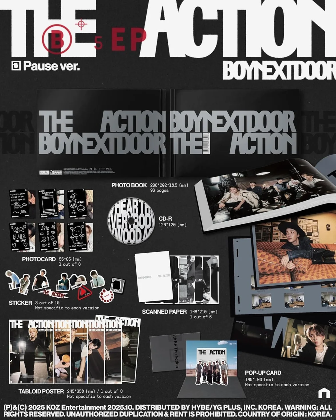 Boynextdoor The Action [Photobook 3 Ver Set] 5th EP Album + dodatkowe fotokarty