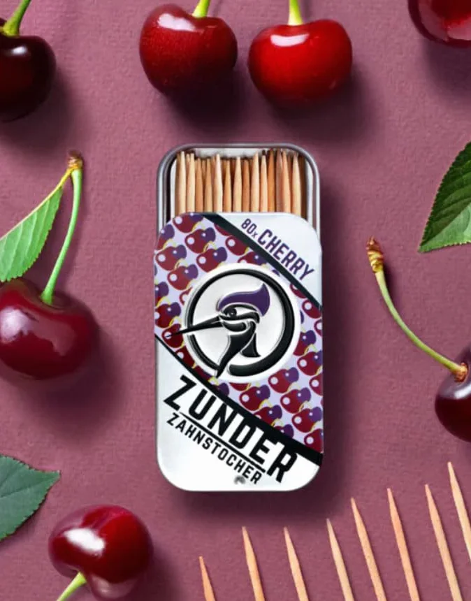 ZUNDER wykałaczki o smaku 80 sztuk w stylowej puszce, idealnie nadają się do czyszczenia zębów lub pozbywania się niechcianych nawyków, intensywnie smakowe