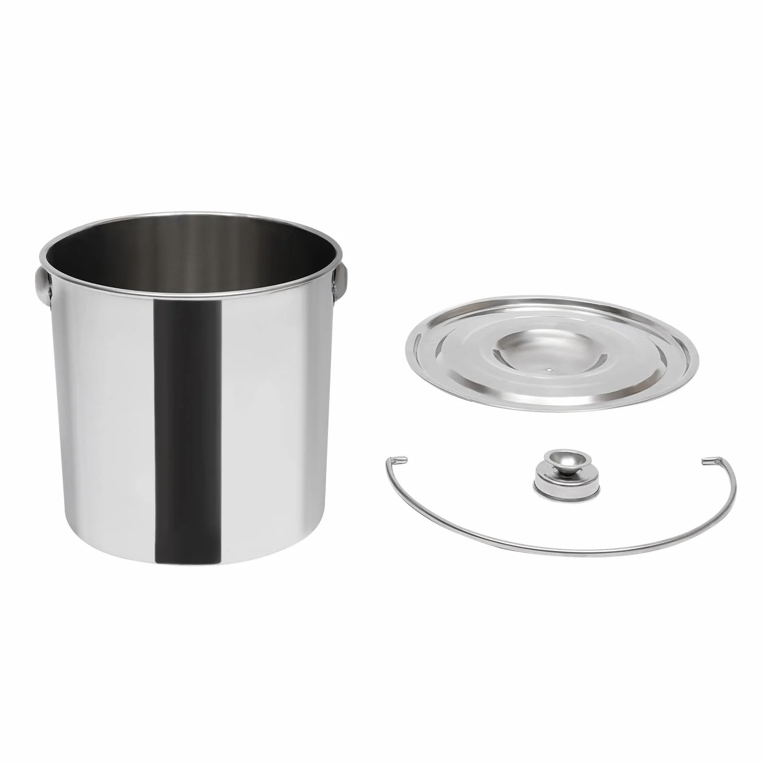 Kosz ze stali nierdzewnej przeznaczonej do kontaktu z żywnością, 20 l, z pokrywką, wykonany ze stali nierdzewnej 304, wzmocnione dno, do kuchni i gastronomii, do przechowywania żywności