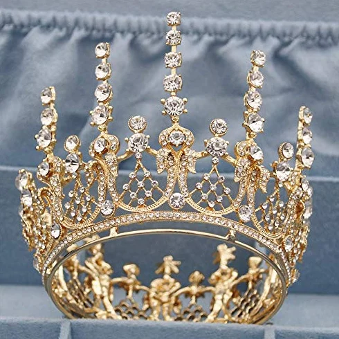 Biżuteria do włosów Tiary dla kobiet zabytkowe romantyczne pełne okrągłe królowa Tiara Koronki Konkurs