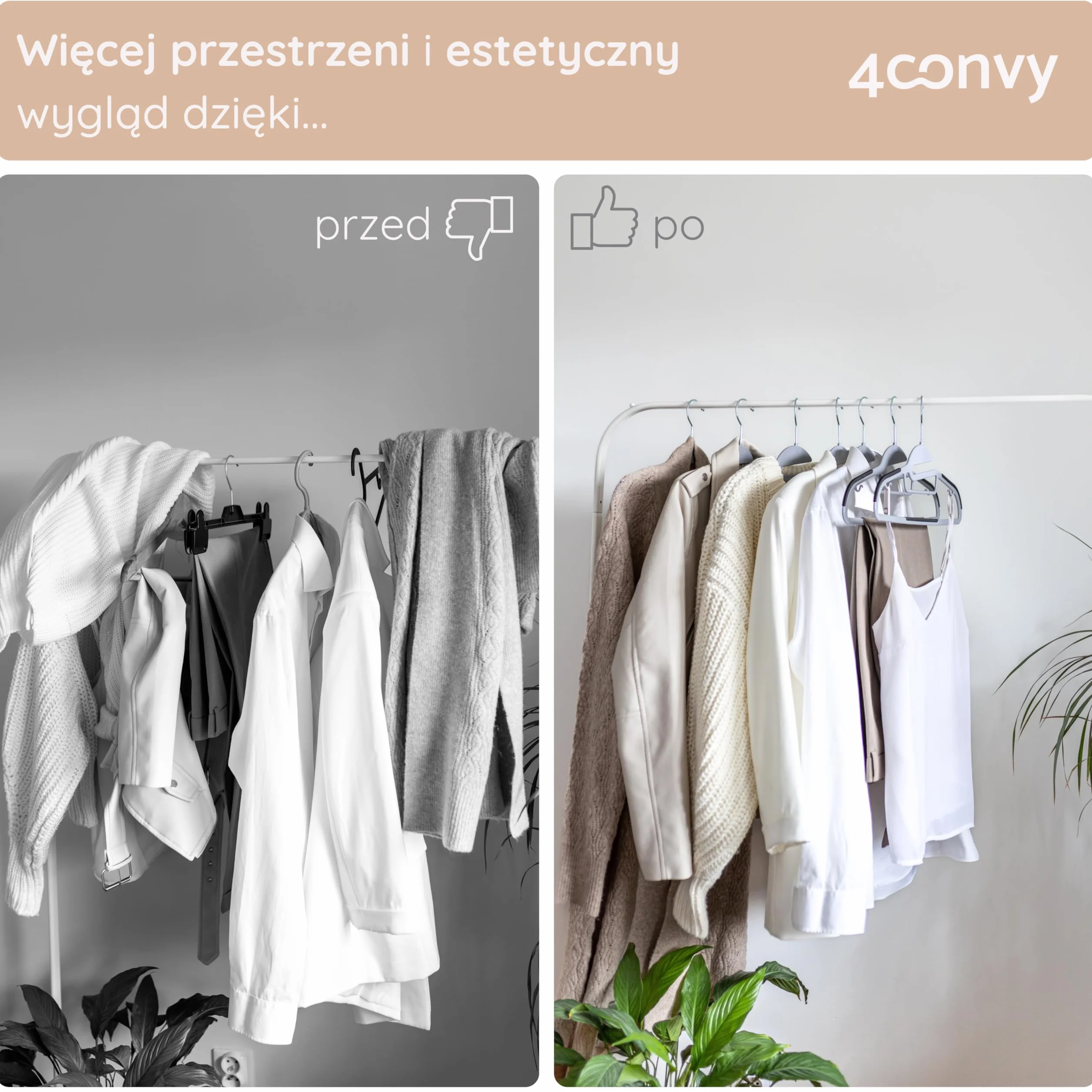 4CONVY Wieszak na ubrania, kurtki, spodnie – wieszak na garnitury z tworzywa sztucznego do szafy z antypoślizgowymi nakładkami – nie zajmuje dużo miejsca, 20 sztuk, kolor szary