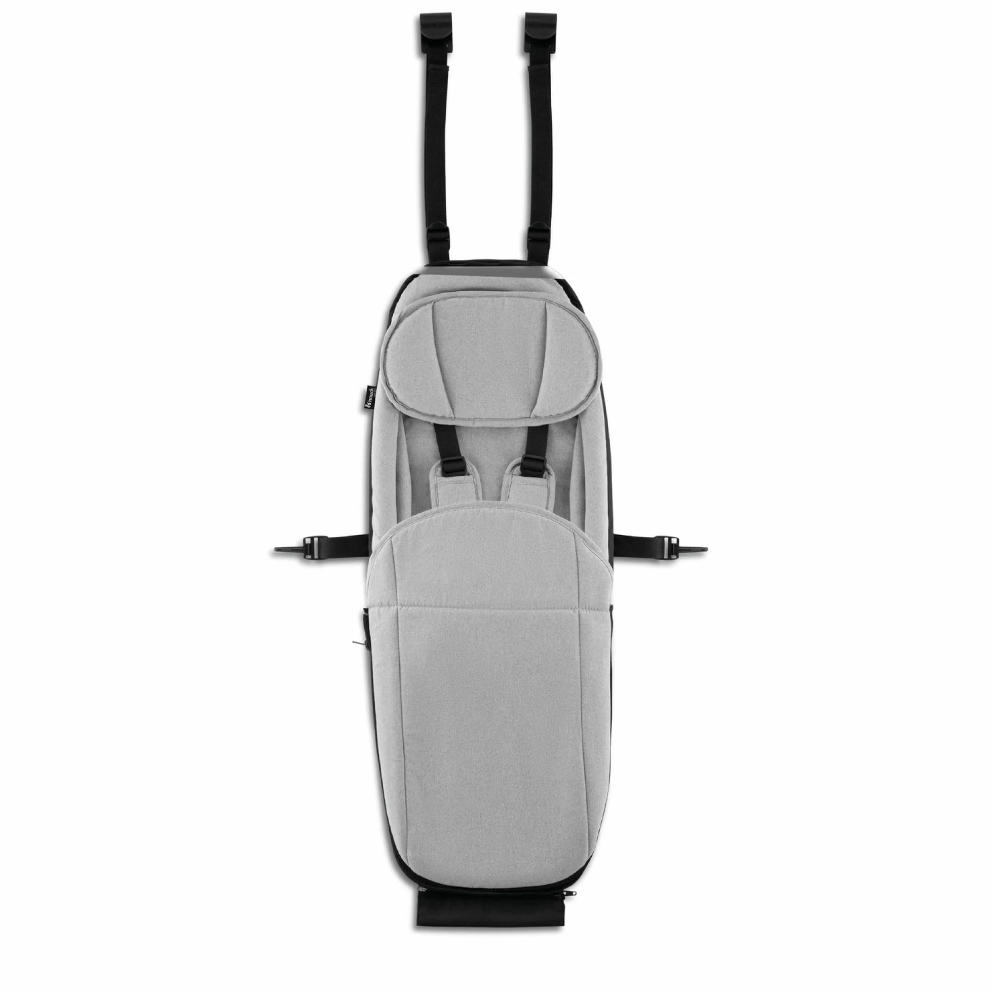 hauck Hamak dla niemowląt Velo Baby Lounger 2 dla Dryk Duo, Dryk Duo Plus & Bike N Walk Duo - fotelik dla noworodka od 1 miesiąca, z pokrowcem na nogi, kablem głowy, 5-punktową uprzężą - szary