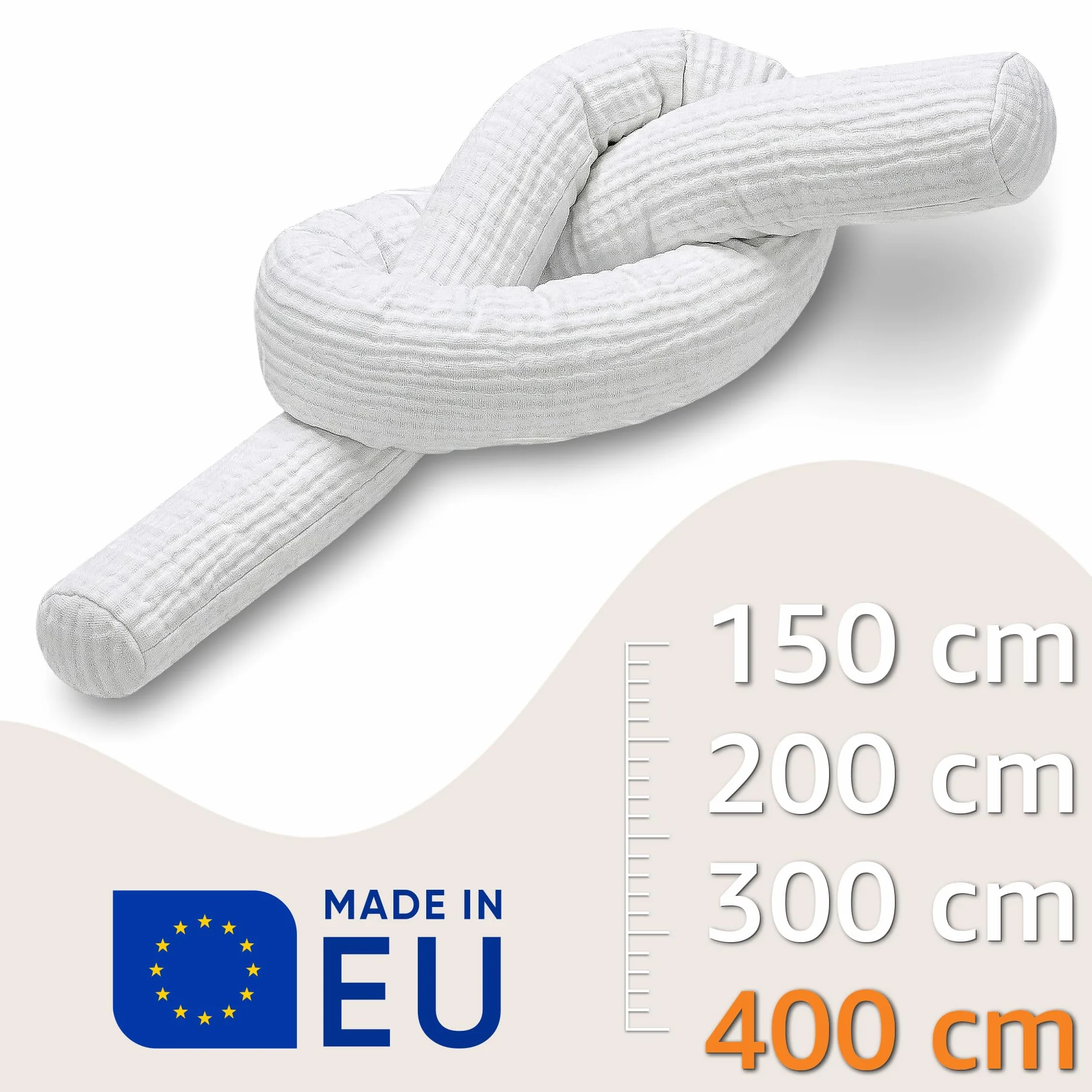 Poduszka boczna Muślin 400 cm Bawełna - Poduszka do łóżka, rolka do spania, poduszka na szyję w kolorze pudrowego różu