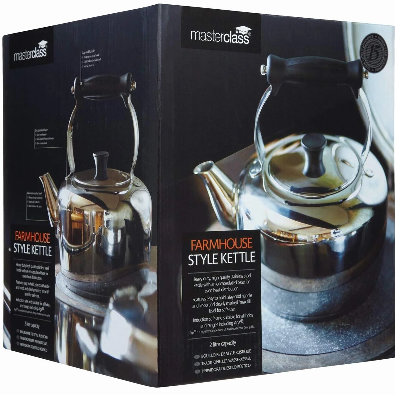 KitchenCraft Czajnik MasterClass, 2 Litry, Stal Nierdzewna, 9 × 12 × 16 cm - Kolor Srebrny