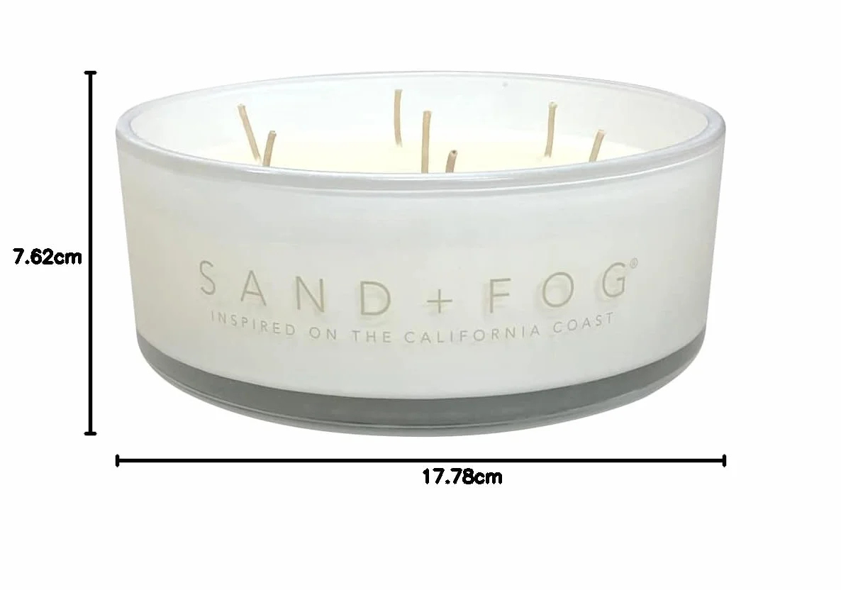 Sand + Fog Świeca zapachowa, biała wanilia, dodatkowe zapachy i rozmiary, 100% bawełna, bezołowiowy knot, luksusowe świece w słoiku, idealny wystrój domu na stół koktajlowy, 970 ml