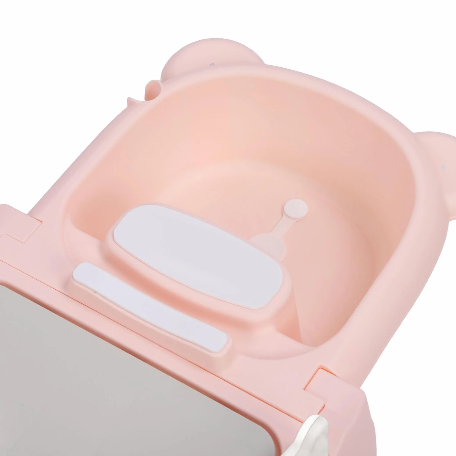 Hztyyier Krzesełko do Mycia Włosów dla Niemowląt z Unikalnym Zagłówkiem i dolną rurą spustową dla Małych Dzieci, Tworzywo Sztuczne (PINK)