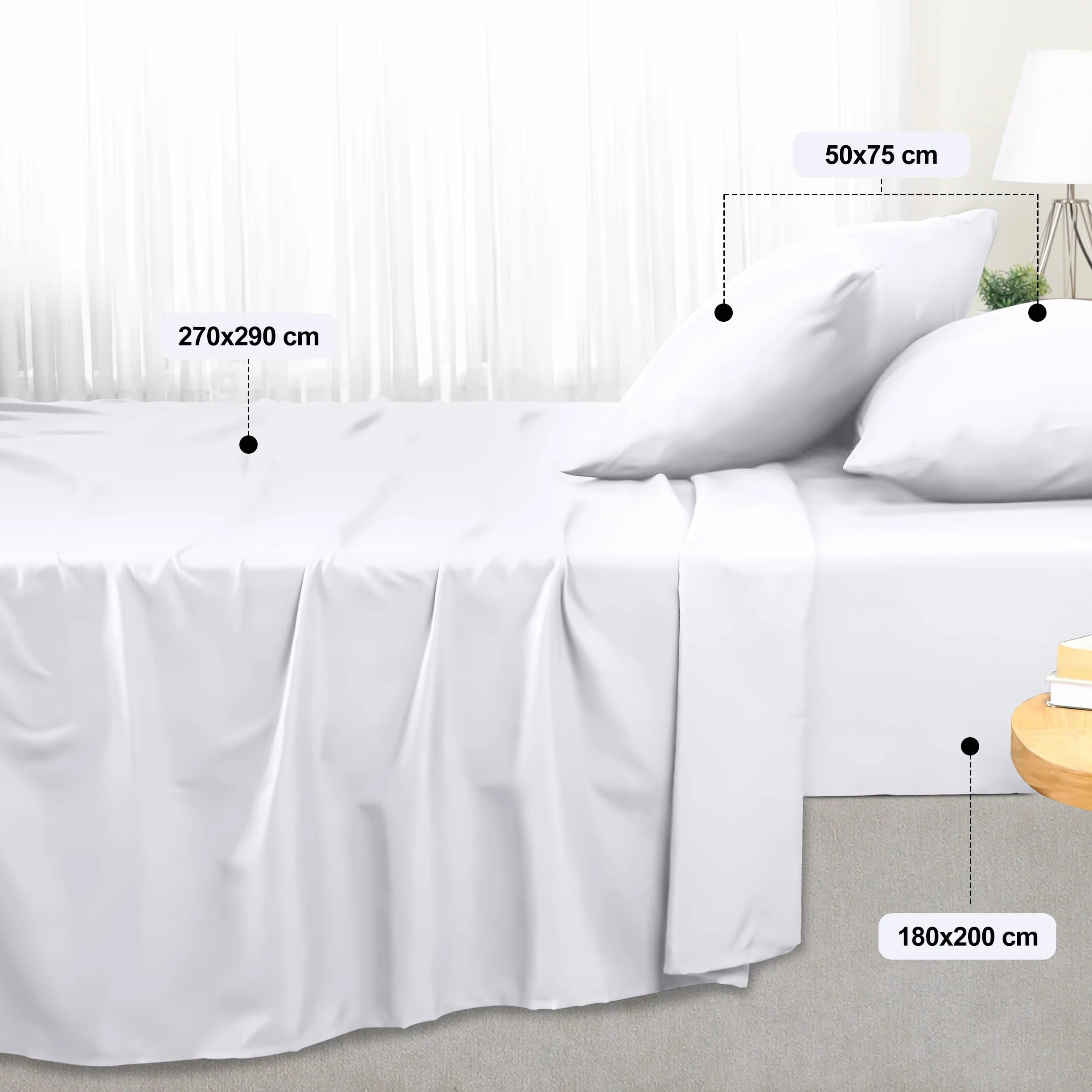 Utopia Bedding 4-częściowy zestaw prześcieradeł 180x200cm Biały mikrofibra