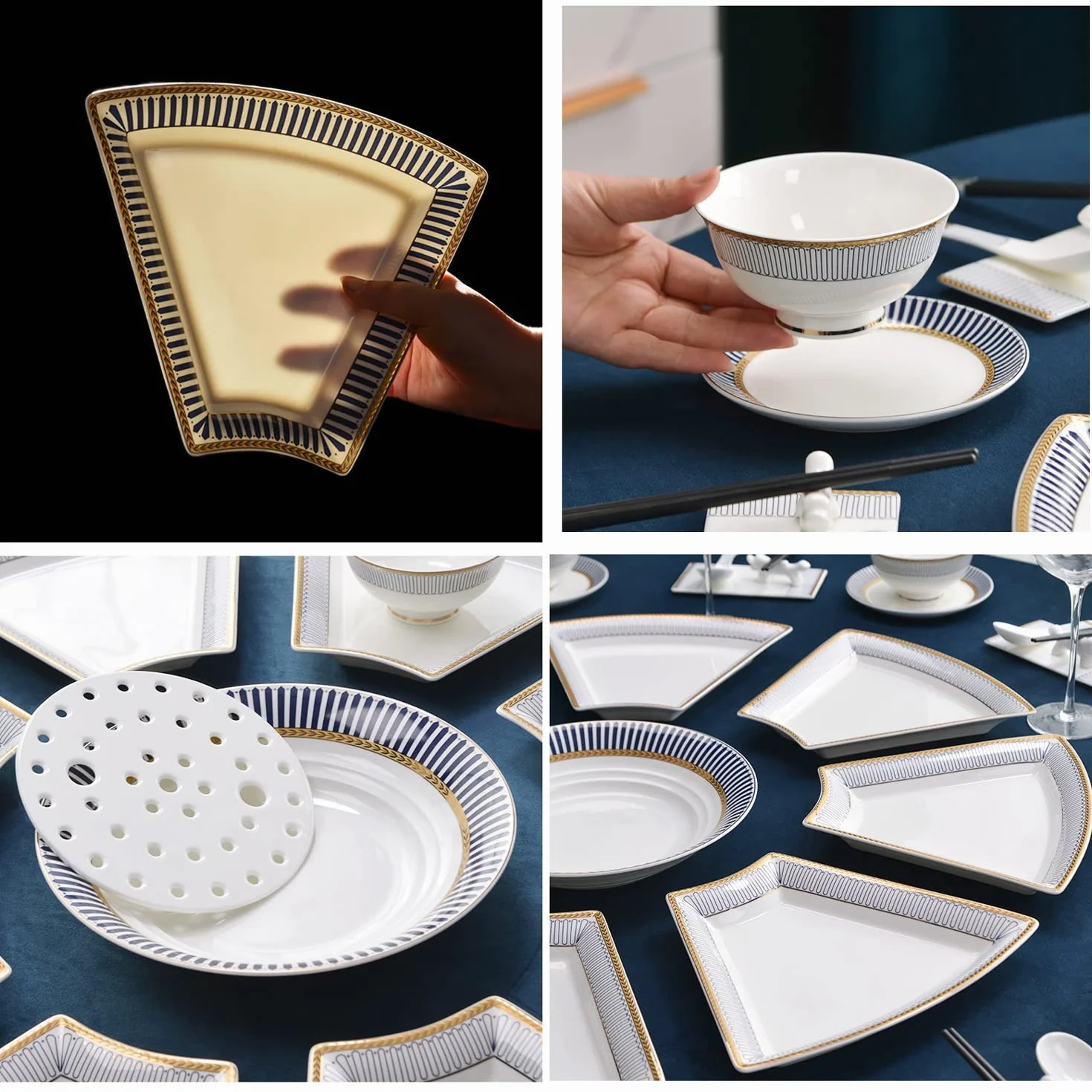 H3TF5J Zestaw stolików w Chinach kości, piekarnik mikrofalowy, zmywarka do naczyń, prezent ślubny, nowoczesny i prosty, lekkie luksusowe miski ceramiczne i talerze (OneColor)