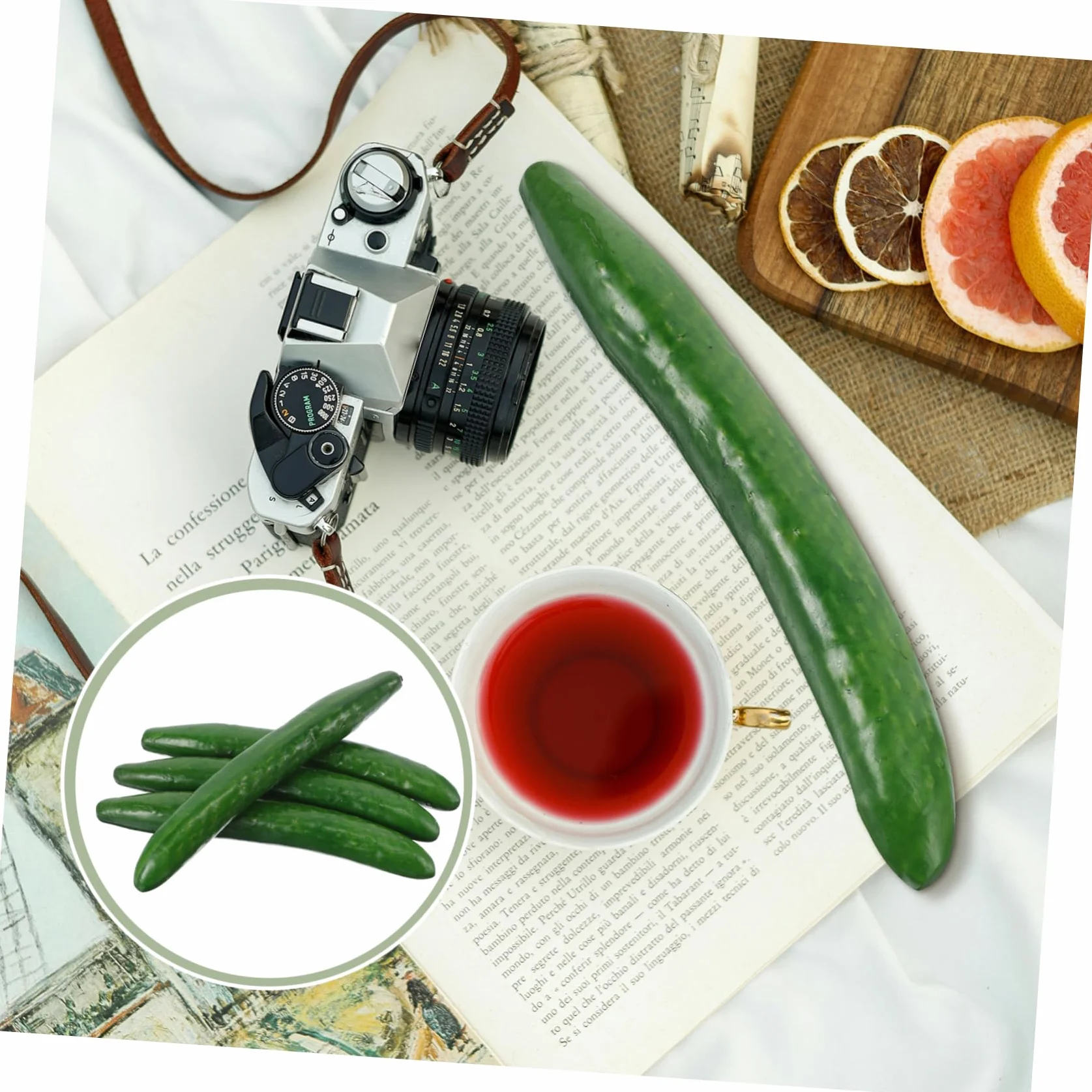 Sztuczne Warzywa Ogórek 4szt Dekoracje Kuchenne Fotograficzne Akcesoria Plastik Pianka