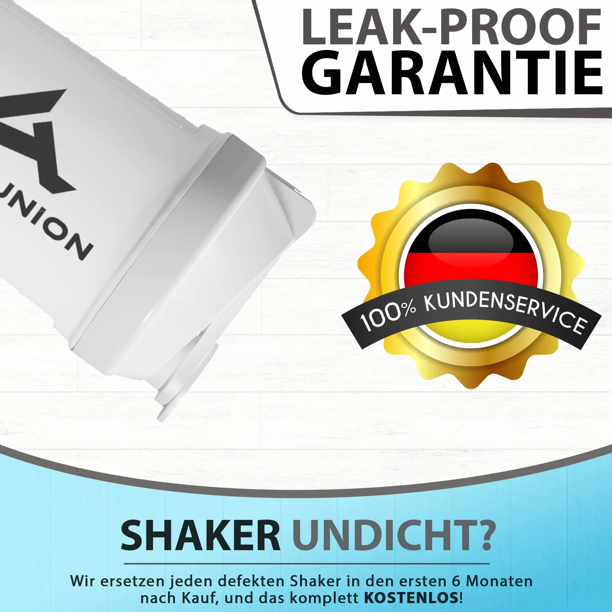 Shaker proteinowy FYRA 700 ml z pojemnikiem - shaker proteinowy bez BPA z sitkiem i skalą do shake'ów serwatkowych i BCCA, siłownia kubek fitness izolat dieta sport, (Biały)