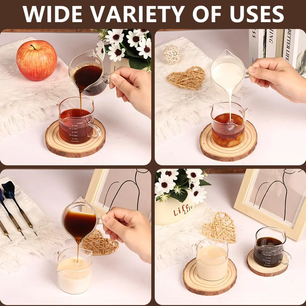 HOTUT Szklanka do espresso 75 ml, 2 szt. podwójna wylewka, kubek do nalewania w kształcie litery V ze skalą, miarka do domu, biura, kawiarni