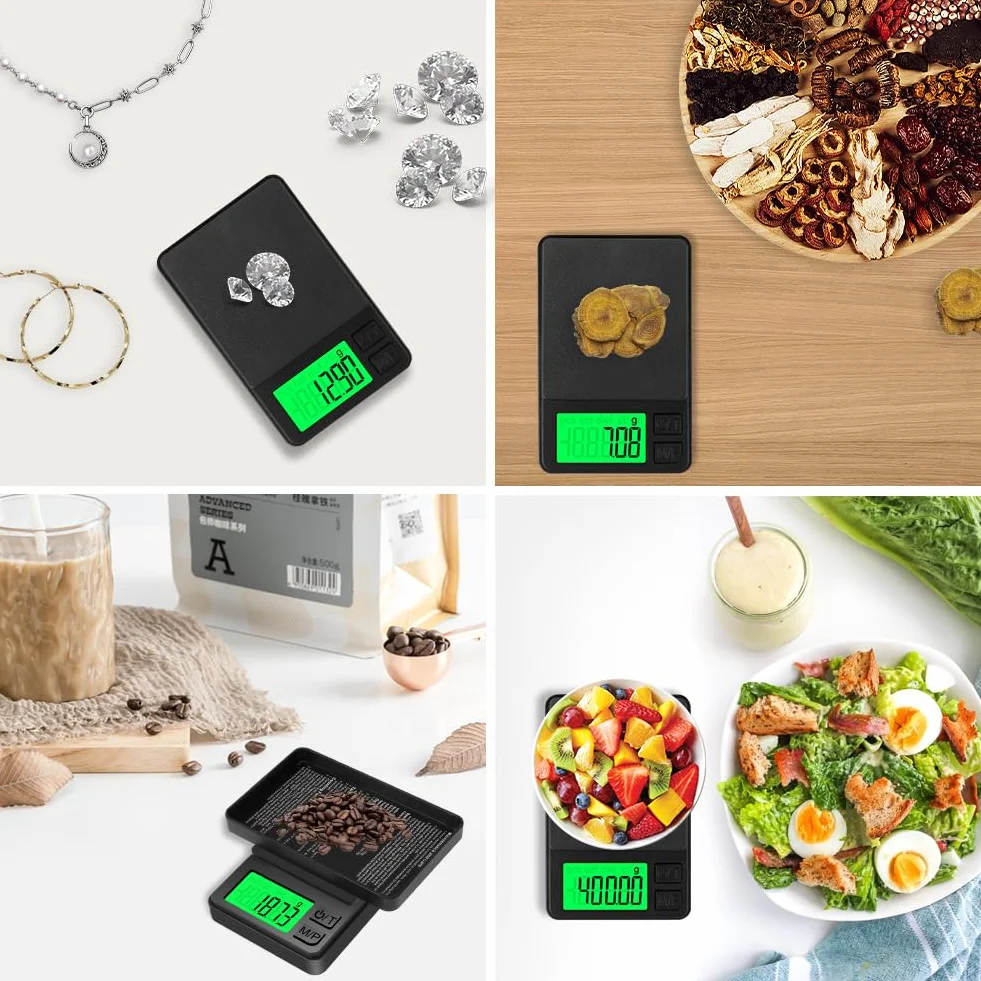 HOTUT Waga kieszonkowa, 1000 g/0,01 g, waga precyzyjna z wyświetlaczem LCD, przenośna, kompaktowa, do złota, do biżuterii, herbaty, kawy, laboratorium