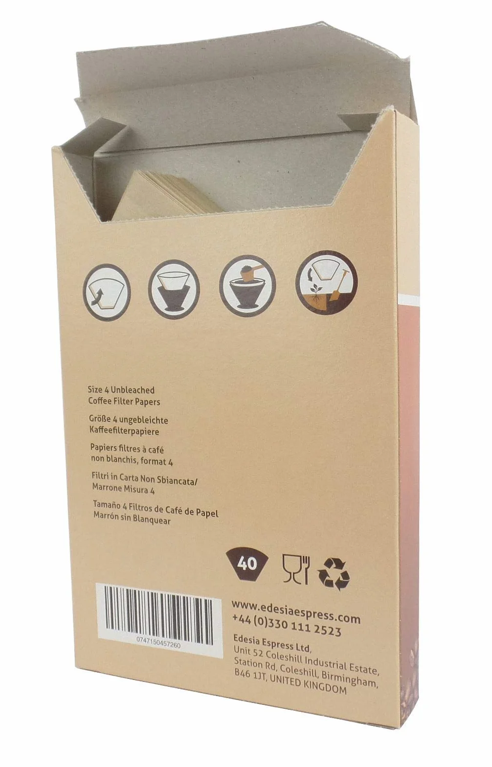 EDESIA ESPRESS – 10x80 Stożkowych Filtrów do Kawy z Papieru – Filtr do Kawy Nr 4 do Ręcznego Parzenia, Pour-Over i Delikatnego Naparu – Rozmiar 4 Brązowy