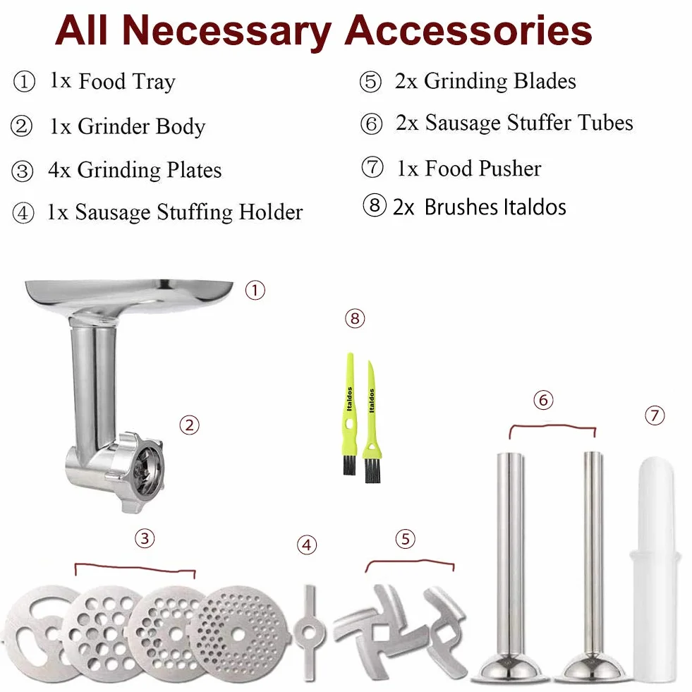 Italdos Maszynka do mięsa kompatybilna z KitchenAid stal nierdzewna