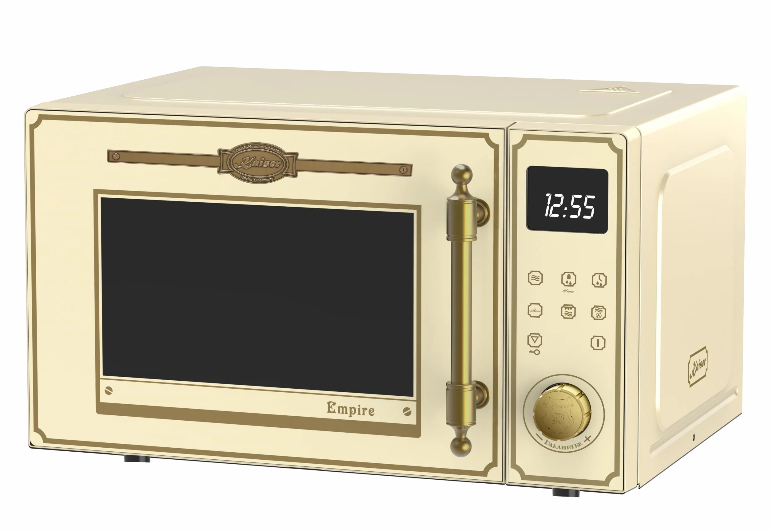 Kaiser Empire M 2530 ElfEm kuchenka mikrofalowa 25 l kuchenka mikrofalowa z gorącym powietrzem Grill 25 funkcji + toster retro T 4000 ElfEm, 6 stopni tostów + ekspres do kawy Kaiser KA 2005 ElfEm