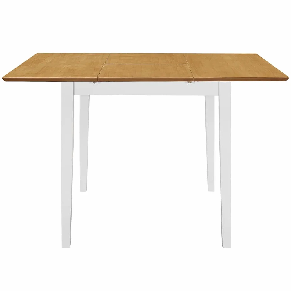 Stół do jadalni wysuwany biały 80-120 x 80 x 74 cm, wytrzymały blat z płyty MDF z fornirem gumowym, stelaż z litego drewna, uniwersalny stół do jadalni, nowoczesny i oszczędzający miejsce dla