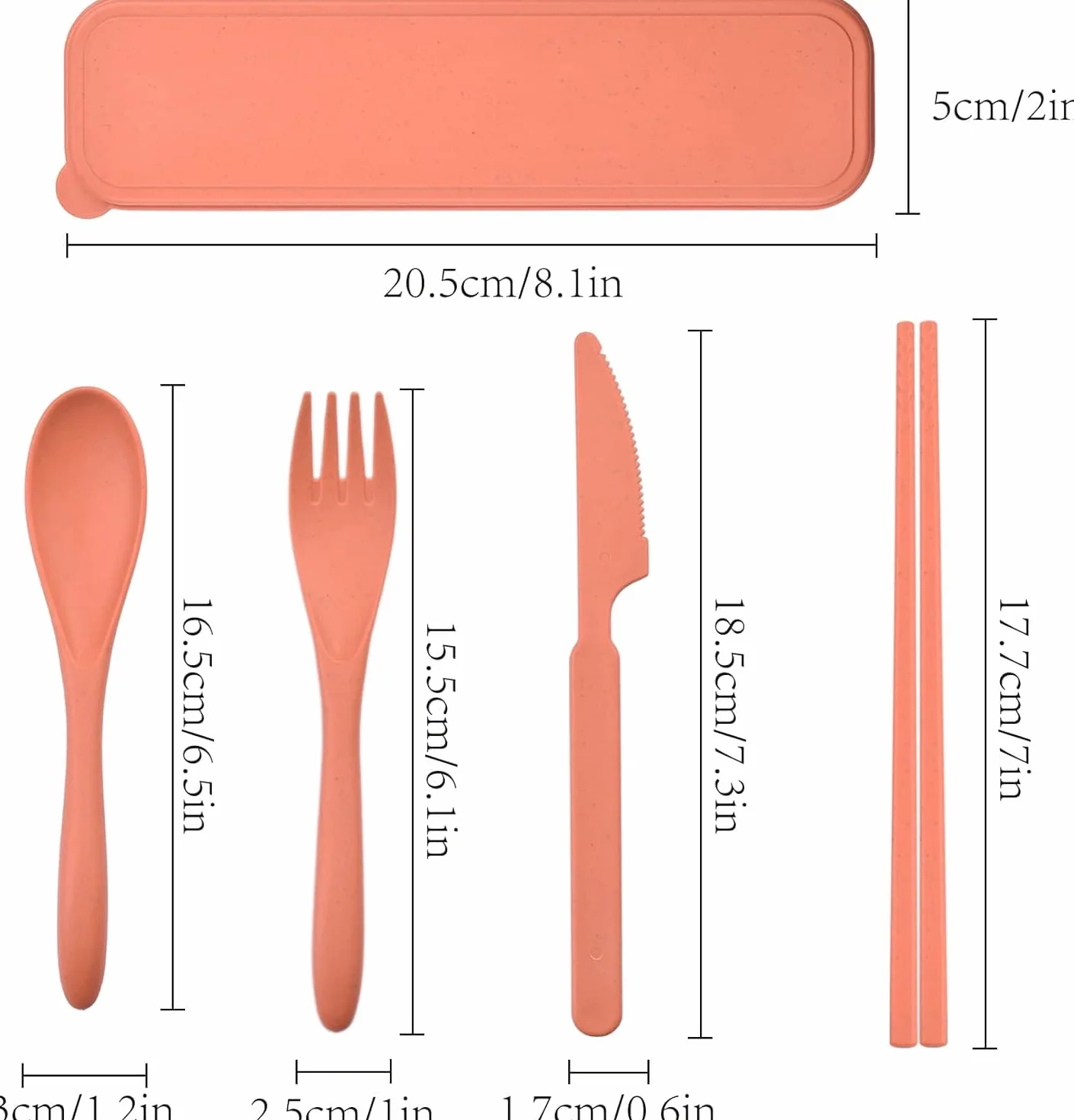 Zestaw sztućców podróżnych z etui, przenośny zestaw plastikowych sztućców, nóż wielokrotnego użytku, widelec, łyżka, pałeczki, zestaw przyborów kempingowych (4 zestawy)