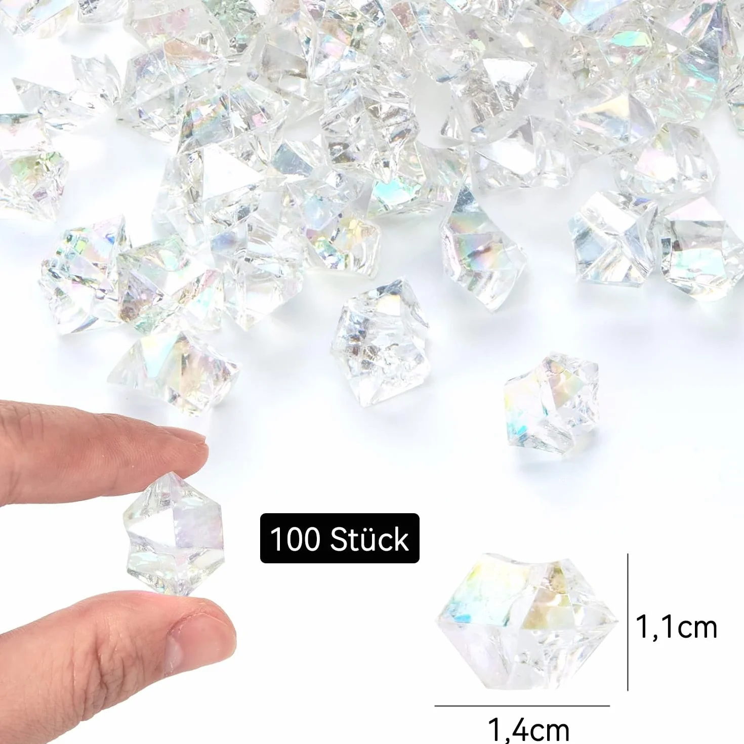 ERBO Kamienie szlachetne dla dzieci, 100 sztuk diamentów dla dzieci, diamenty dekoracyjne, dekoracja wazonu, dekoracja do rozsypywania na stół weselny, diament, akrylowe kamienie kryształowe na