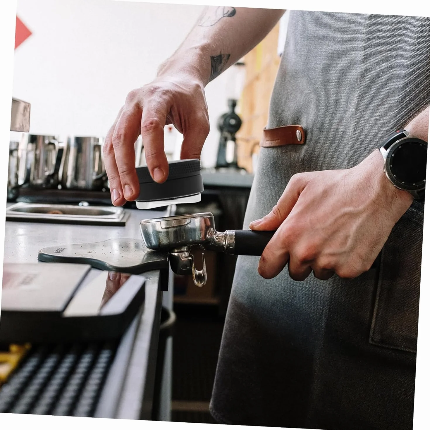 Ubijak kawy 51 mm Stal nierdzewNierdzewne ubijaki Barista espresso Narzędzie wyciskania ziaren kawy Solidsolidpodstawa Dystrybutor Espresso domowego wyposażenia kawiarni DIY (trzy kątowe nachylenia)