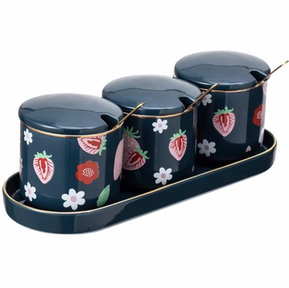 pojemnik na przyprawy, Ceramiczna butelka na przyprawy, zestaw słoików, pudełko, sól i cukier(B)