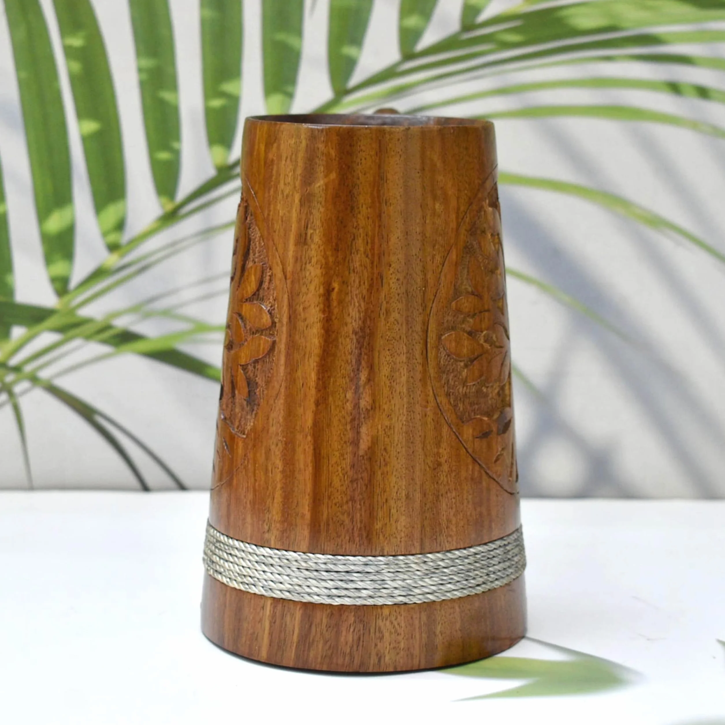 Lichtenberg Płonące drewniane kubki do piwa, ręcznie robiony kubek do piwa, kufel wikingów, prezent urodzinowy dla mężczyzny, drewniany kubek do piwa (Viking) - 590 ml