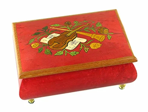 Lutèce Créations Drewniana pozytywka na biżuterię / pozytywka na klejnoty z wkładką z instrumentami muzycznymi i 18-nutowym mechanizmem nakręcania - Pachelbel's Canon