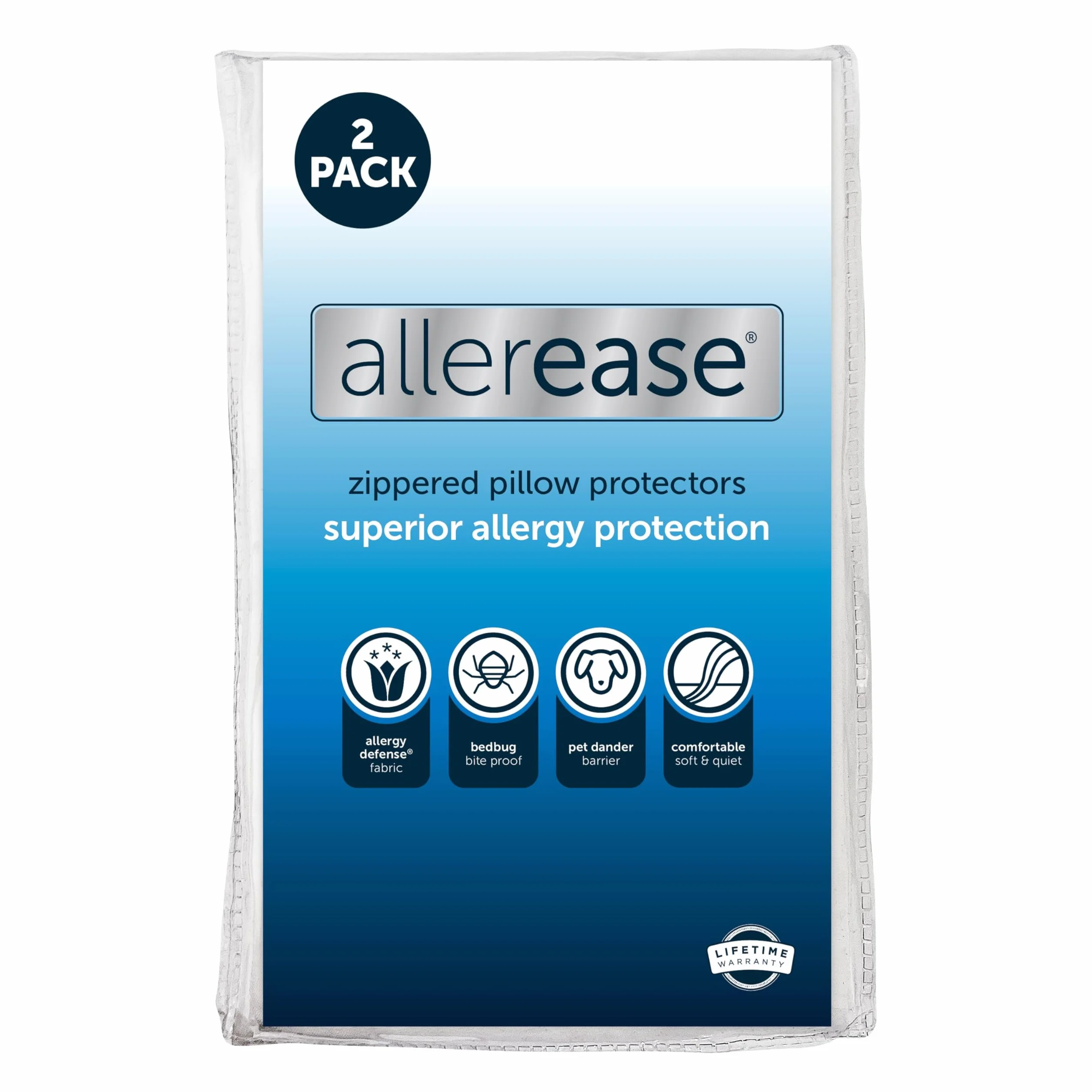 AllerEase Maximum Allergy Pillow Protector Standard Queen 2 Pack