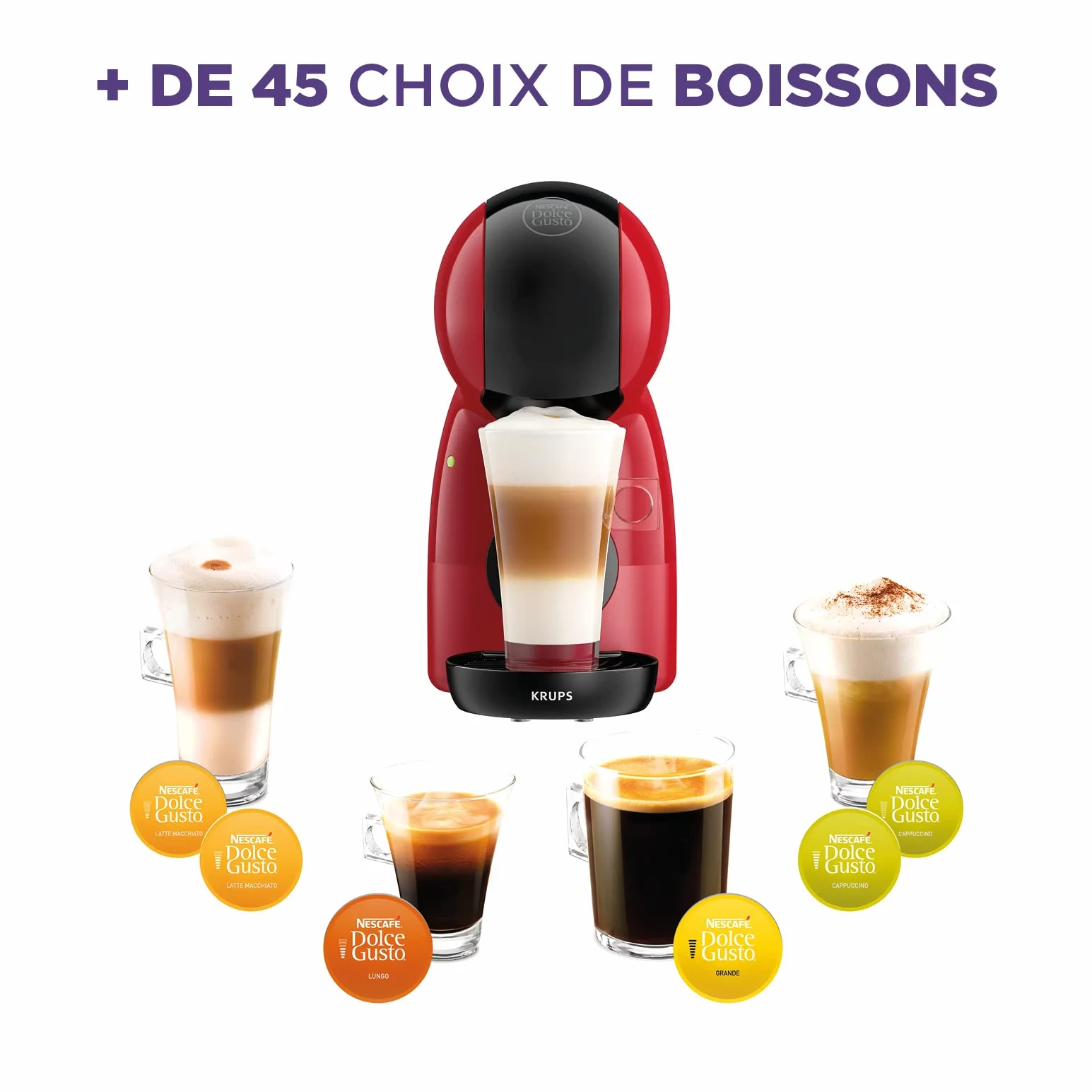 Krups NESCAFÉ Dolce GUSTO PICCOLO XS czerwony czarny ręczny ekspres do kawy na kapsułki