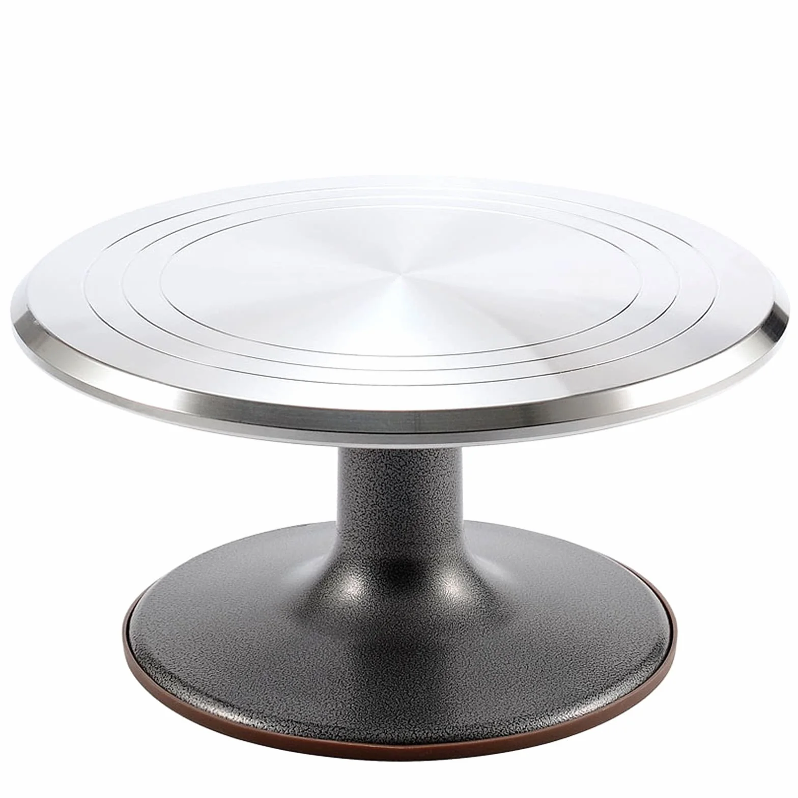 LIGUOYI Obrotowy stojak na tort obrotowy, obrotowy talerz do ciasta ze stopu aluminium, 25 cm 30,5 cm 35,5 cm okrągły gładki obrotowy talerz, silikonowa antypoślizgowa mata, trójsegmentowe koło skalowe, artykuły do pieczenia ciast