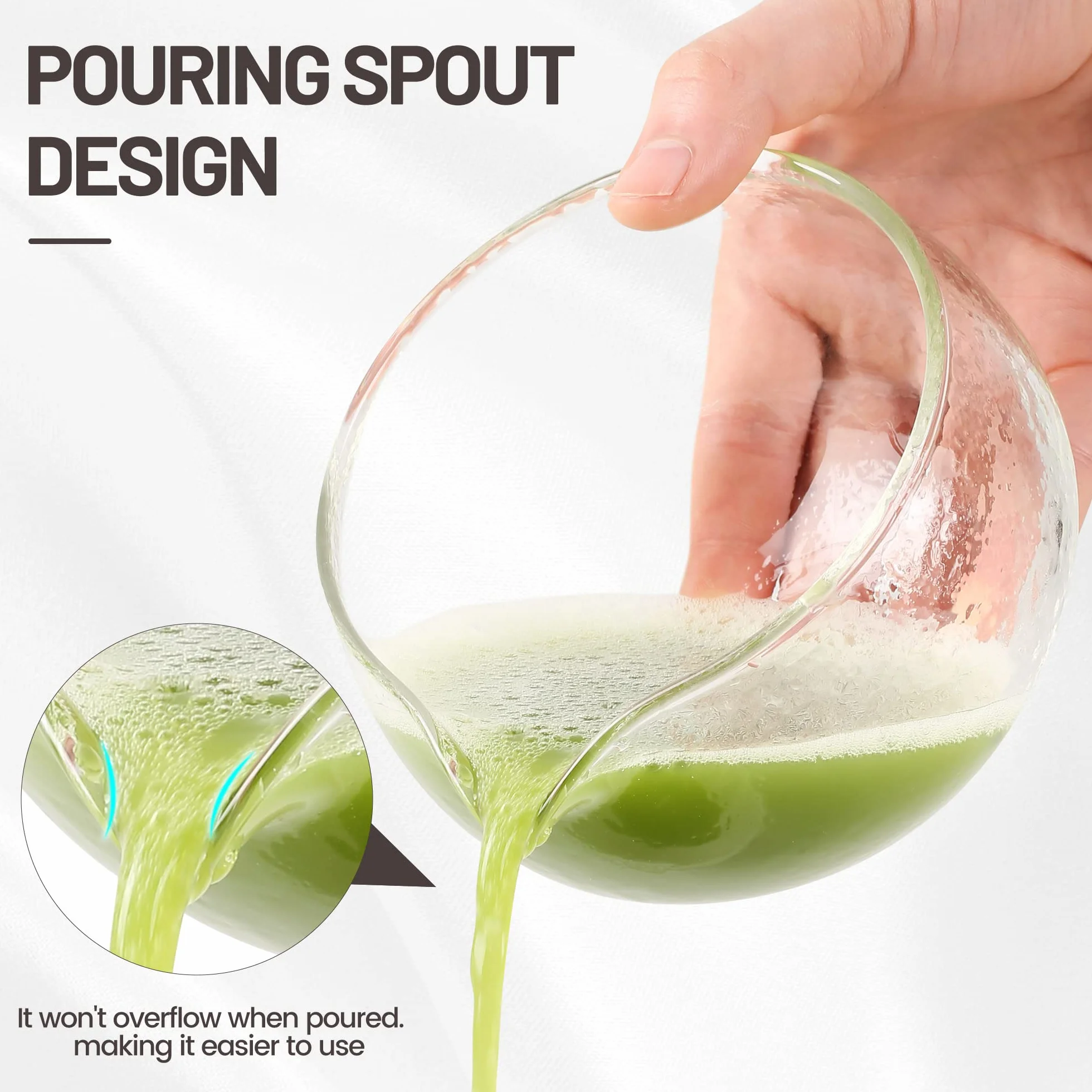 Teksturowana szklana miska na matcha z wylewką - ręcznie wykonana japońska miska na ceremonię herbaty Matcha Green Tea 400 ml