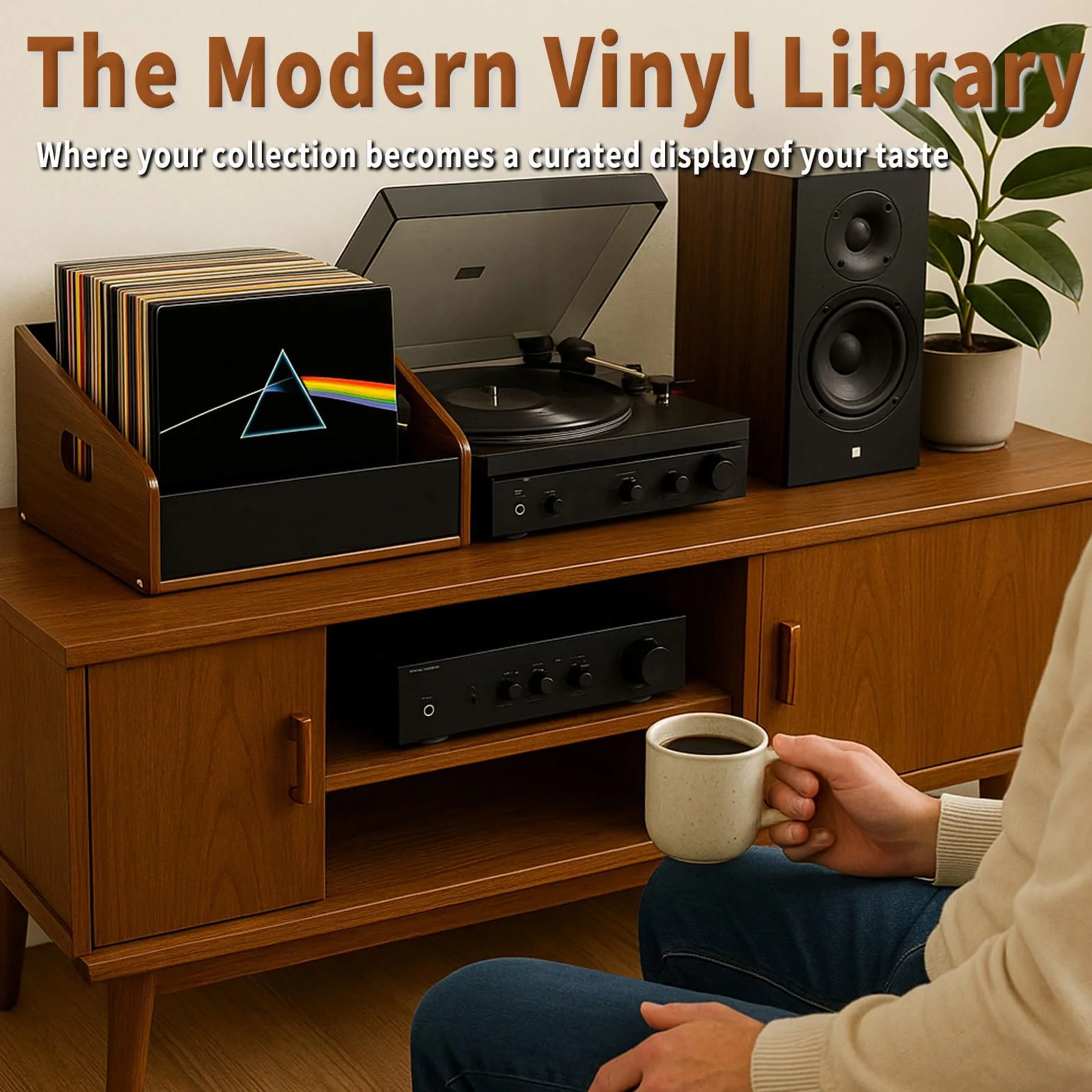 Pudełko do przechowywania płyt winylowych w stylu vintage, drewniana skrzynia na płyty LP z czarnym akrylowym przednim uchwytem na album retro, do dekoracji domu, kolekcja muzyczna, pomieści do 40
