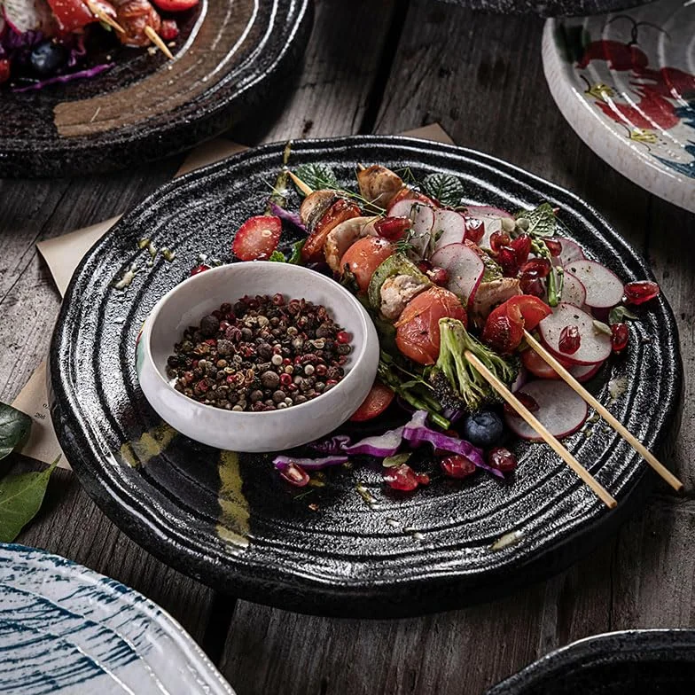 Talerz na przekąski Pojemniki na przekąski Japoński styl Ceramiczny talerz do sushi Kreatywna zastawa stołowa Talerz obiadowy Talerz na warzywa Płaski talerz Talerze deserowe Taler(B)