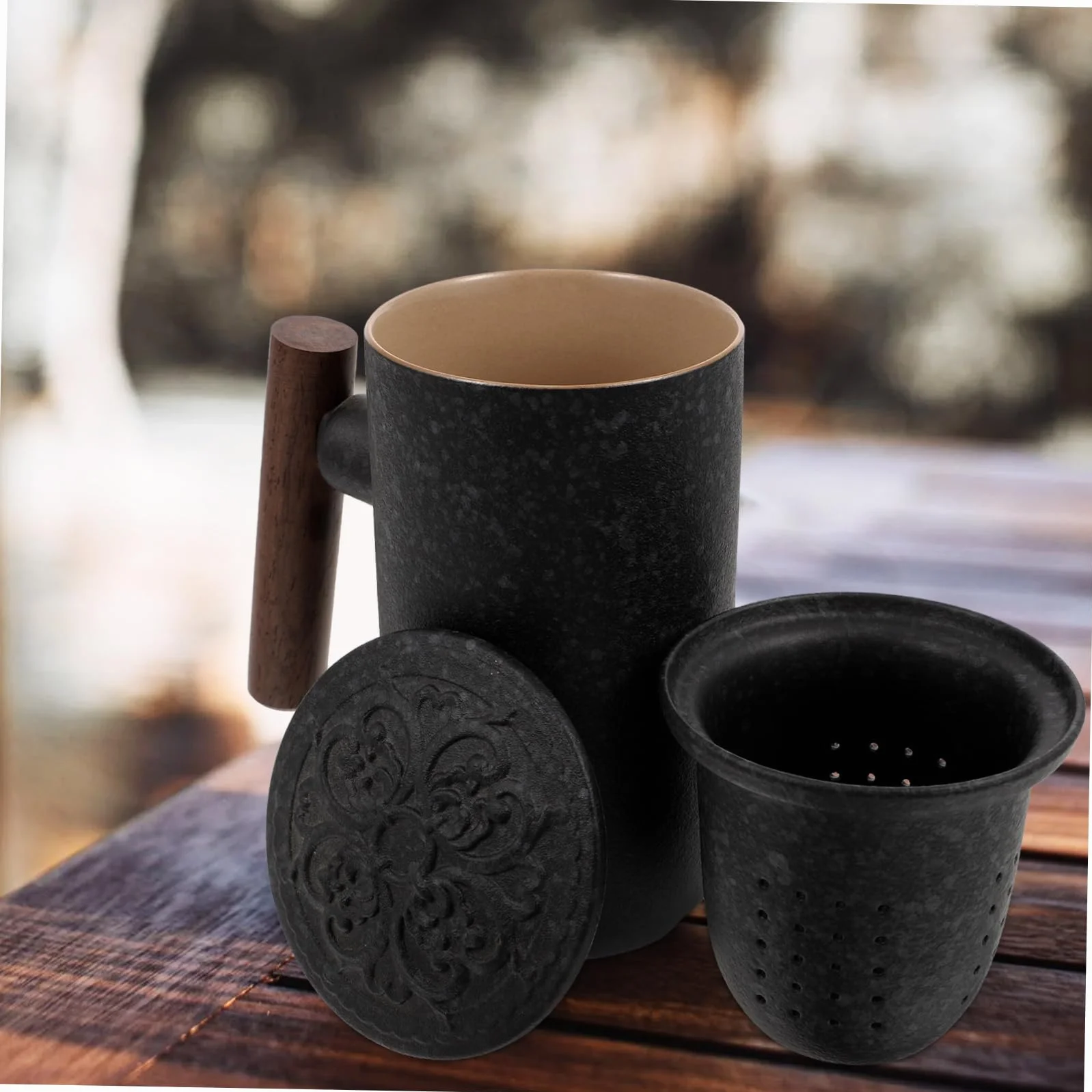 Ceramiczna Filiżanka Do Herbaty z Filtrem i Pokrywką Kubek z Infuzorem
