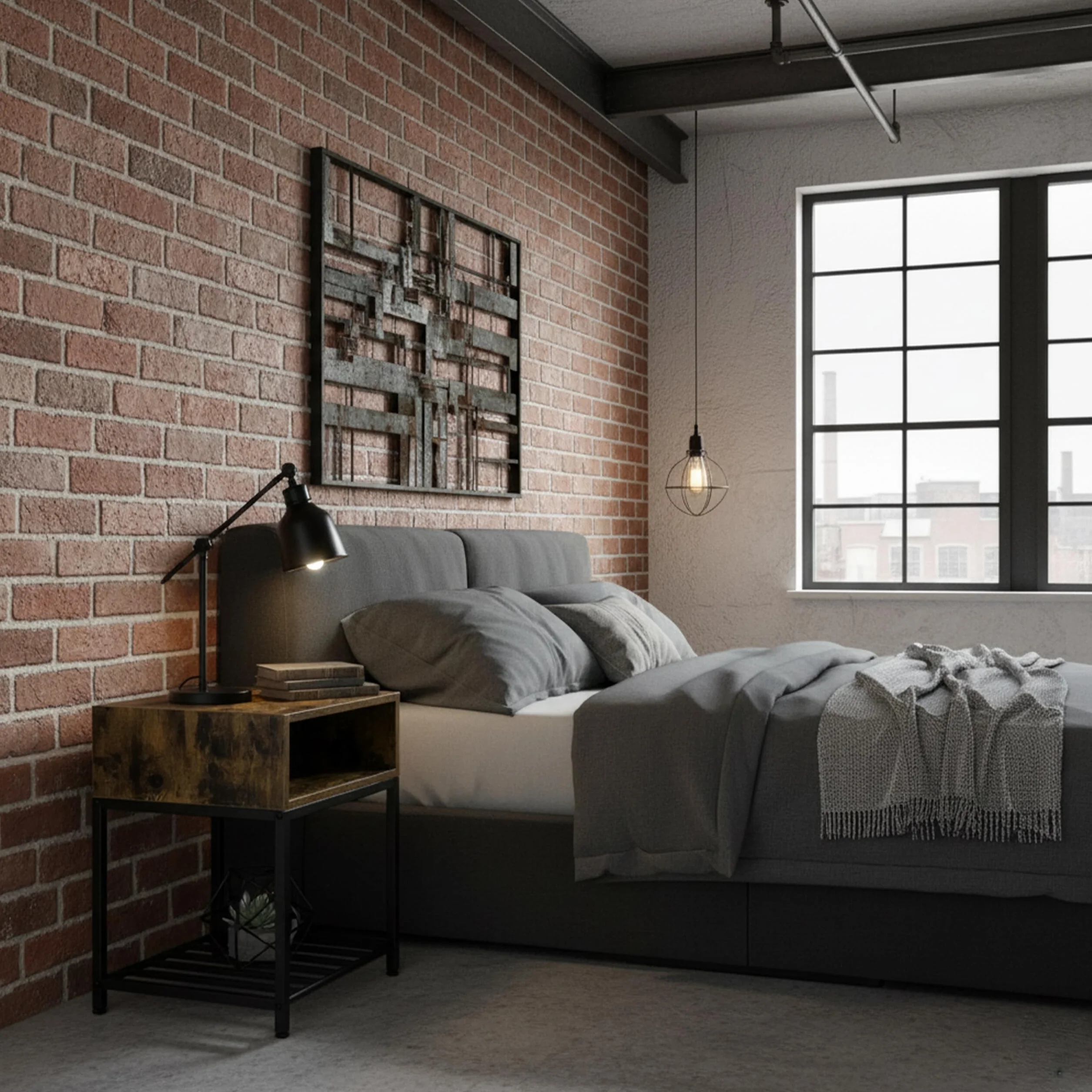 Relaxdays Stolik nocny 58 x 40 x 40 cm industrialny drewno metal ciemnobrązowy czarny